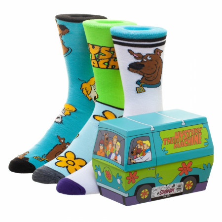 Scooby Doo 3-Pack Men's Casual Crew Socks with Mystery Machine Gift Box